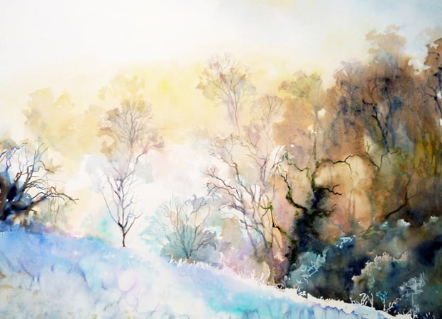 Approaching Engine Wood (76 x 64 cms)